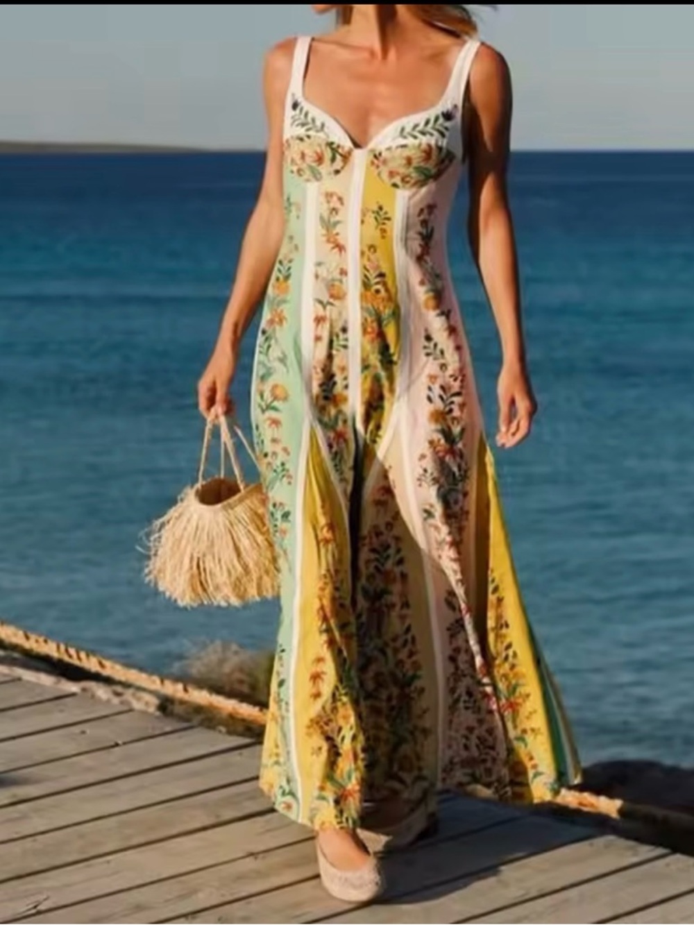 FARM Rio Mint & Yellow Floral Panel Maxi Dress - Picture 6 of 15